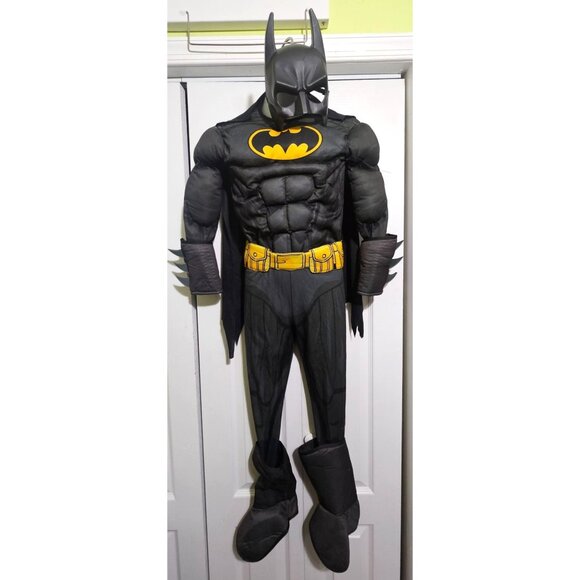 Batman Kids Muscle Costume Boys 8-10 DC Comics Mask Cape Gauntlets Halloween Boy - Picture 1 of 12